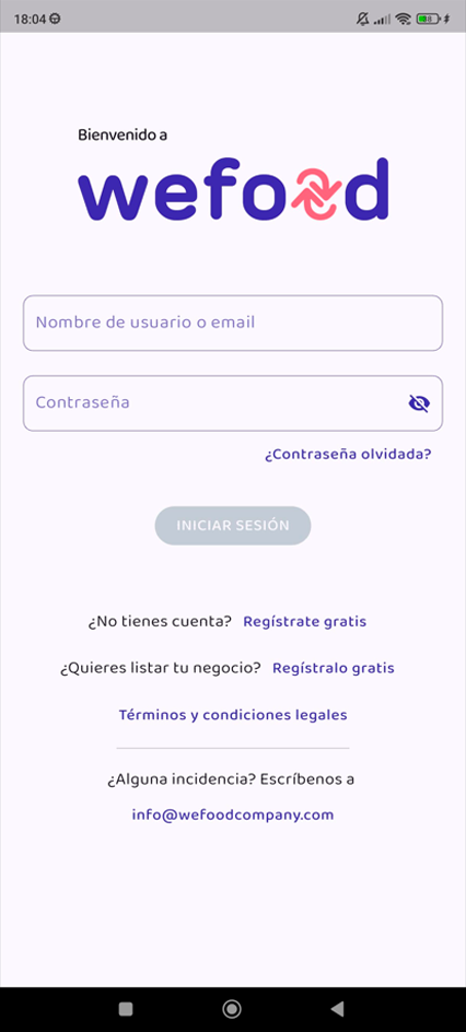 WeFood pantalla 1