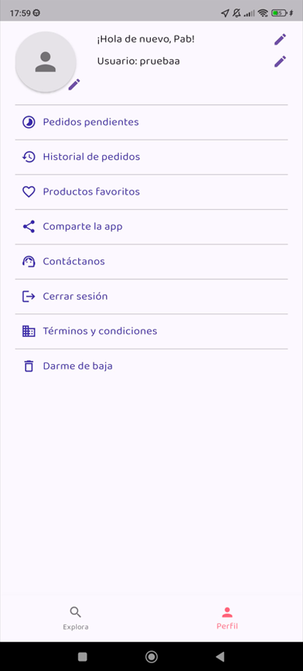 WeFood pantalla 2